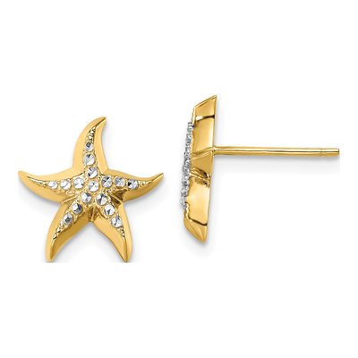 14K Yellow Gold Starfish Stud Earrings