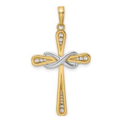14K Yellow Gold Cross Infinity Pendant