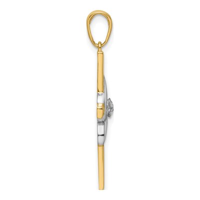 14K Yellow Gold Diamond-Cut Cross Pendant – view 3
