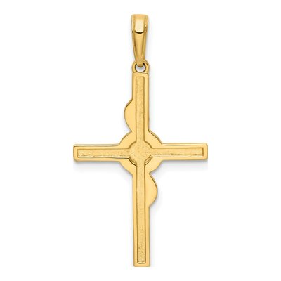 14K Yellow Gold Diamond-Cut Cross Pendant – view 4