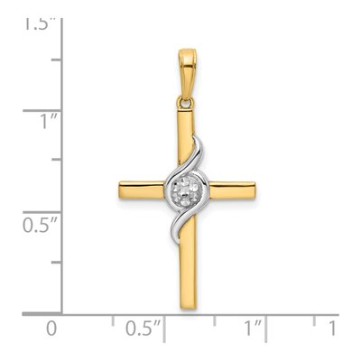 14K Yellow Gold Diamond-Cut Cross Pendant – view 5