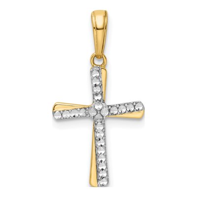 14K Yellow Gold Diamond-Cut Cross Pendant