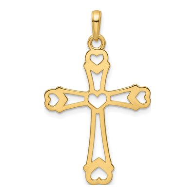 14K Yellow Gold Diamond-Cut Cross Pendant – view 4