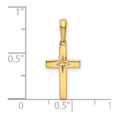 14K Yellow Gold Diamond-Cut Cross Pendant – view 5