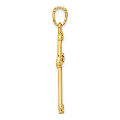 14K Yellow Gold Diamond-Cut Budded Cross Pendant – view 3