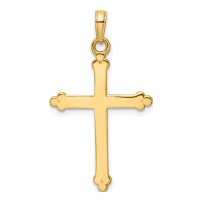 14K Yellow Gold Diamond-Cut Budded Cross Pendant – view 4