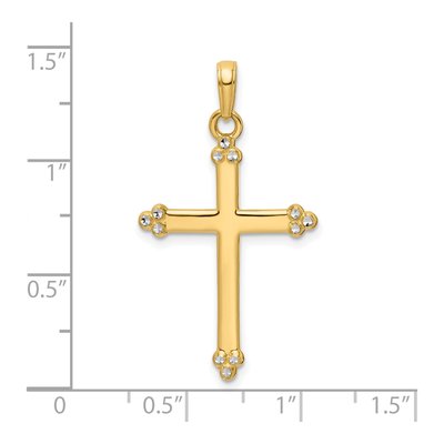 14K Yellow Gold Diamond-Cut Budded Cross Pendant – view 5