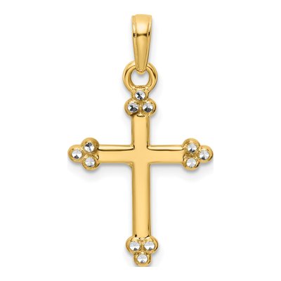 14K Yellow Gold Diamond-Cut Cross Pendant