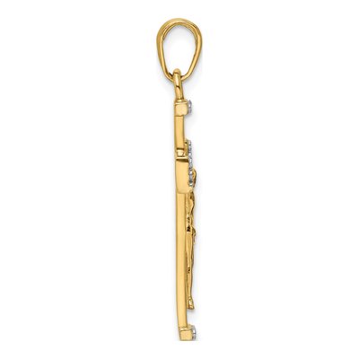 14K Yellow Gold Diamond-Cut Crucifix Pendant – view 3