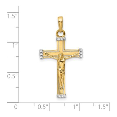 14K Yellow Gold Diamond-Cut Crucifix Pendant – view 5