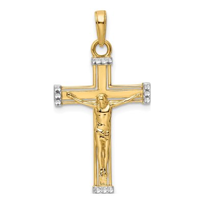 14K Yellow Gold Diamond-Cut Crucifix Pendant