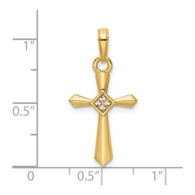 14K Yellow Gold Diamond-Cut Cross Pendant – view 4