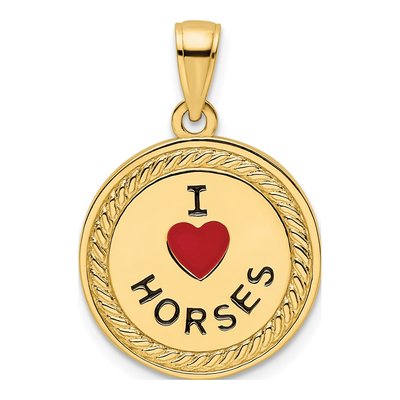 14K Yellow Gold I Heart Horses Reversible Pendant – view 8