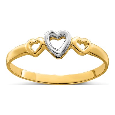 14K Two-Tone Gold Hearts Ring