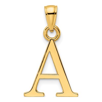 14K Yellow Gold Letter A Pendant