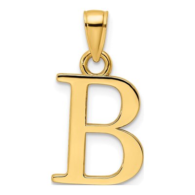 14K Yellow Gold Letter B Pendant