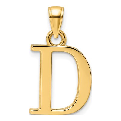 14K Yellow Gold Letter D Pendant