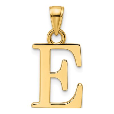14K Yellow Gold Letter E Pendant