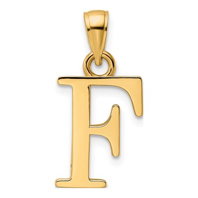 14K Yellow Gold Letter F Pendant