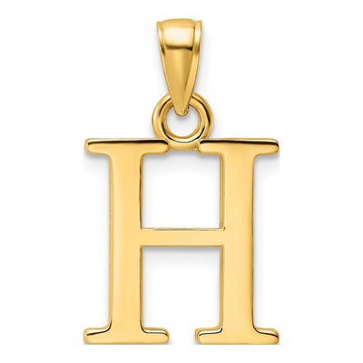 14K Yellow Gold Letter H Pendant