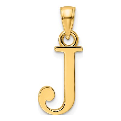 14K Yellow Gold Letter J Pendant