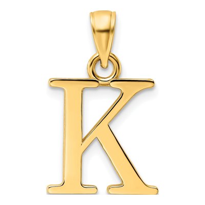 14K Yellow Gold Letter K Pendant
