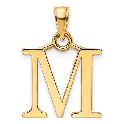 14K Yellow Gold Letter M Pendant