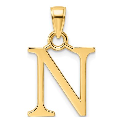 14K Yellow Gold Letter N Pendant