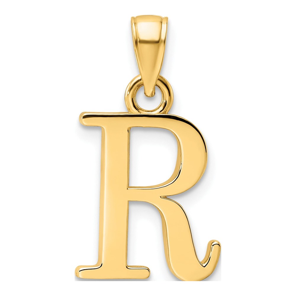 14K Yellow Gold Letter R Pendant