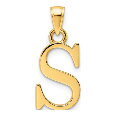 14K Yellow Gold Letter S Pendant