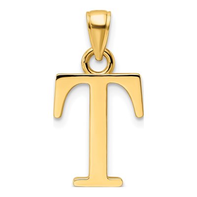 14K Yellow Gold Letter T Pendant