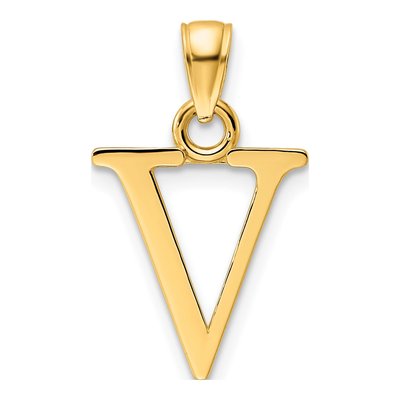 14K Yellow Gold Letter V Pendant