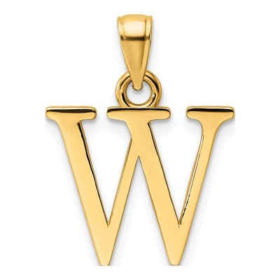 14K Yellow Gold Letter W Pendant