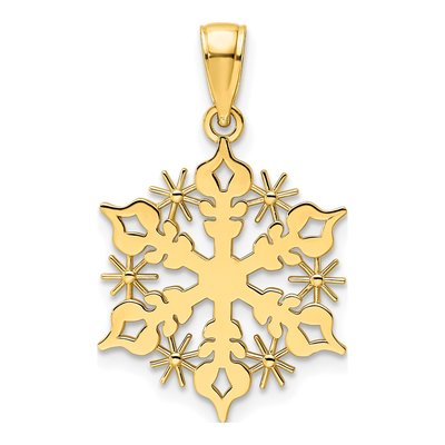 14K Yellow Gold Snowflake Pendant