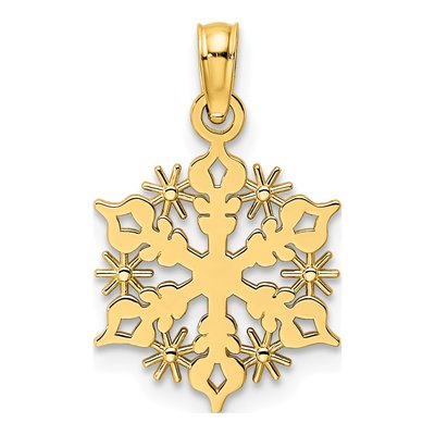 14K Yellow Gold Snowflake Pendant