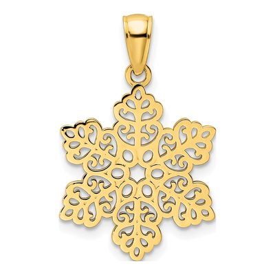14K Yellow Gold Snowflake Pendant