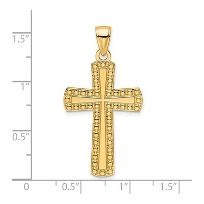 14K Yellow Gold Beaded Cross Pendant – view 5