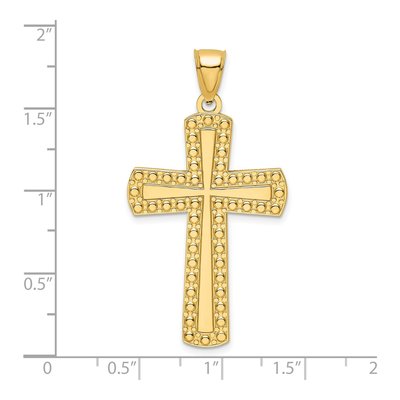 14K Yellow Gold Large Beaded Cross Pendant – view 5