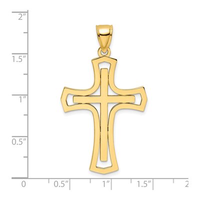 14K Yellow Gold Fancy Double Cross Pendant – view 5