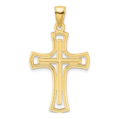 14K Yellow Gold Fancy Double Cross Pendant – view 4