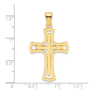 14K Yellow Gold Fancy Double Cross Pendant – view 5