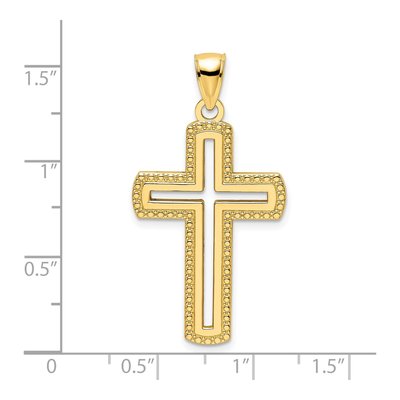 14K Yellow Gold Beaded Cut-Out Cross Pendant – view 5