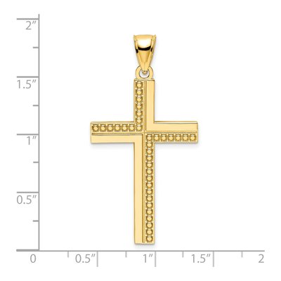 14K Yellow Gold Beaded Cross Pendant – view 5