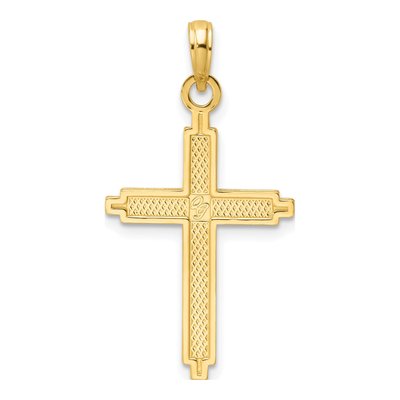 14K Yellow Gold Beaded Cross Pendant – view 4