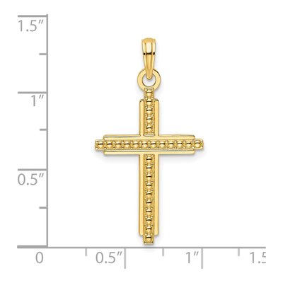 14K Yellow Gold Beaded Cross Pendant – view 5