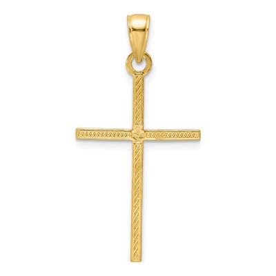 14K Yellow Gold Beaded Cross Pendant – view 4