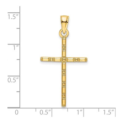14K Yellow Gold Beaded Cross Pendant – view 5