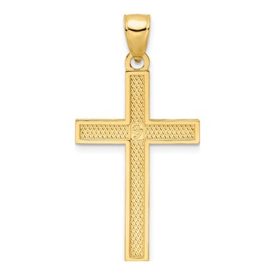 14K Yellow Gold Beaded Cross Pendant – view 4