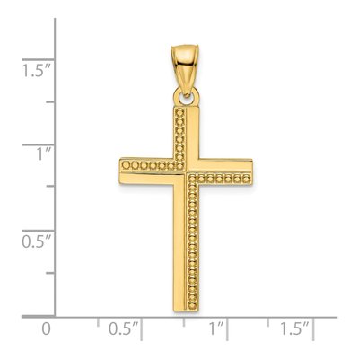 14K Yellow Gold Beaded Cross Pendant – view 5