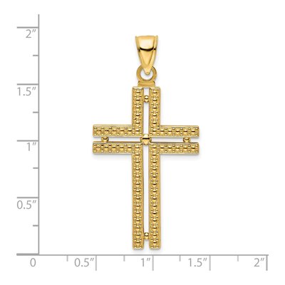 14K Yellow Gold Beaded Cross Pendant – view 5